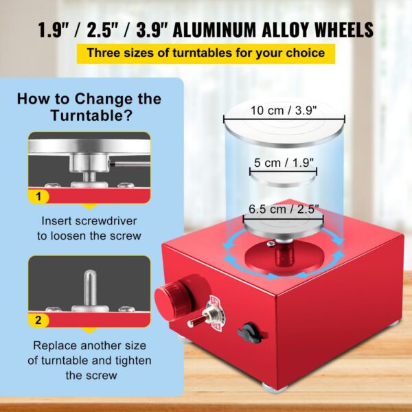 VEVOR 0-2000 RPM Pottery Wheel, 30W Mini Ceramic Wheel, Adjustable Speed DIY Clay Machines, Electric Sculpting Kits with 3 Turntables Trays and 16pcs Tools for Art Craft Work Molding Gift and Home DIY