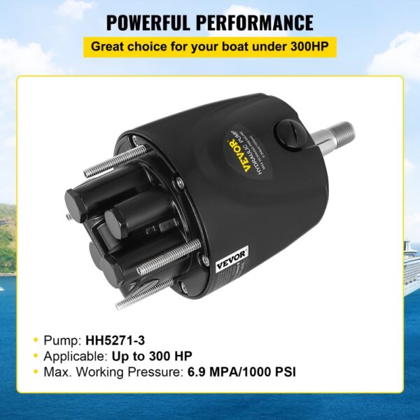 VEVOR hydraulic steering pump for boats under 300hp, model hh5271-3, 6.9mpa/1000psi.