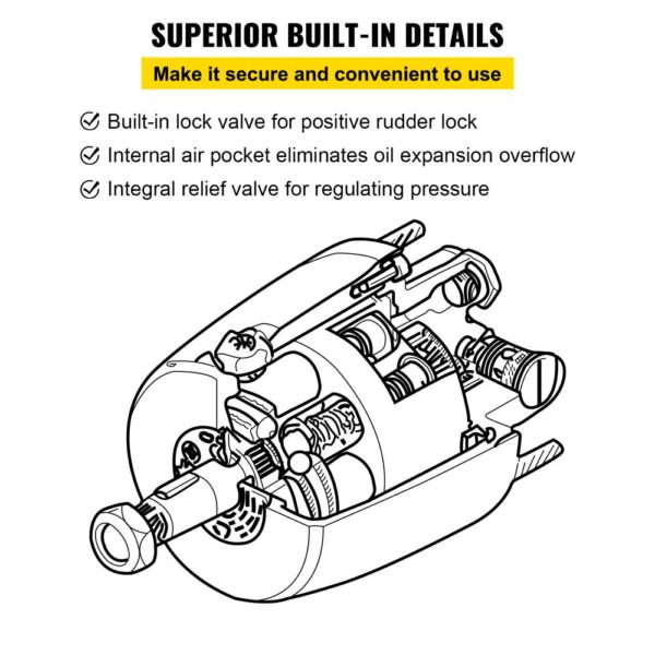 VEVOR hydraulic steering pump with built-in lock valve, air pocket, and relief valve.