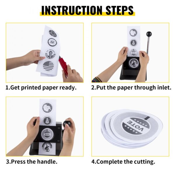 VEVOR Graphic Punch Die Cutter 1-3/4"/44mm Round Punch Die Cutter Cast Iron Manual Graphic Punch Press Button Badge Maker 0.05"/1.5mm Cut Thickness Graphic Die Cutter with Steel Blade for Badge Making