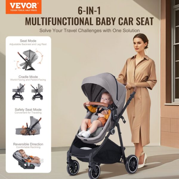 VEVOR Stroller Travel System With Car Seat Playard Baby Combo Dark Gray&Black