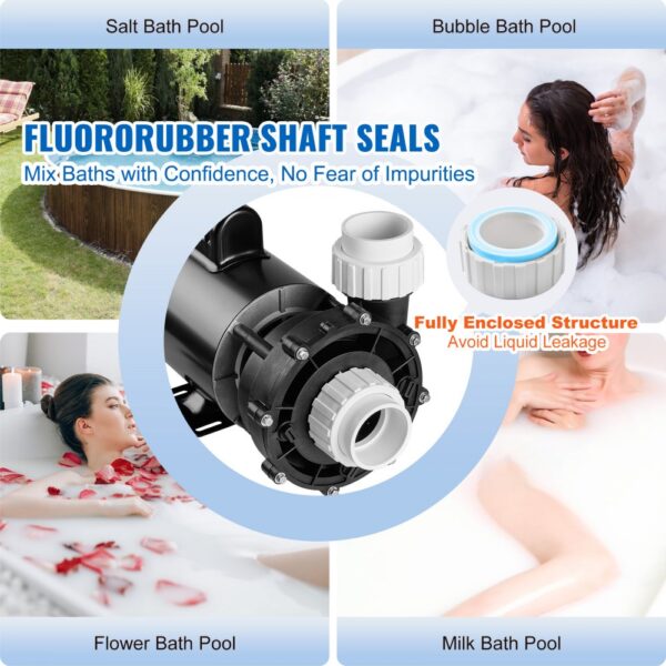 VEVOR Dual-speed Spa Pump, 56-frame Hot Tub Pump, 1600W / 39 M³/h / 15 M High Speed Or 400w / 19 M³/h / 3.9 M Low Speed, 2 In/5.6 Cm Connectors 90° Rotational Interface Anti-leakage Overheat Automatic Power-off Protection For Home Spas, Outdoor Spas, Underground Spas