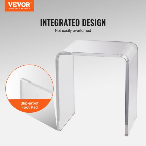 VEVOR acrylic end table with integrated design and slip-proof foot pad for stability.