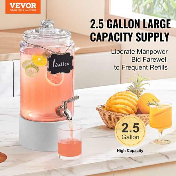 VEVOR Beverage Dispenser, 1 Gallon Drink Dispensers for Parties, Glass Juice Dispenser with Stainless Steel Spigot, Iced Tea Lemonade Juice Water Dispenser, for Restaurants, Hotels, Parties