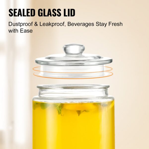 sealed glass lid on VEVOR beverage dispenser, ensuring dustproof and leakproof freshness for drinks.