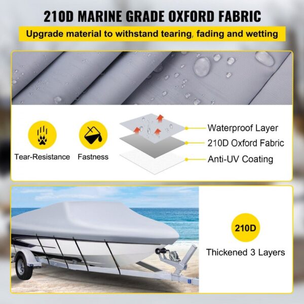 VEVOR waterproof boat cover with tear-resistance, 210d oxford fabric, anti-uv coating