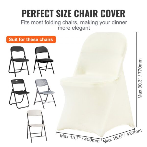 VEVOR 30PCS Ivory White Stretch Spandex Folding Chair Covers, Universal Fitted Chair Cover, Removable Washable Protective Slipcovers, for Wedding, Holiday, Banquet, Party, Celebration, Dining