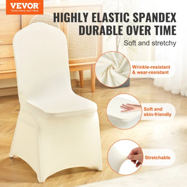 VEVOR spandex chair covers: highly elastic, wrinkle-resistant, soft, skin-friendly, and stretchable.