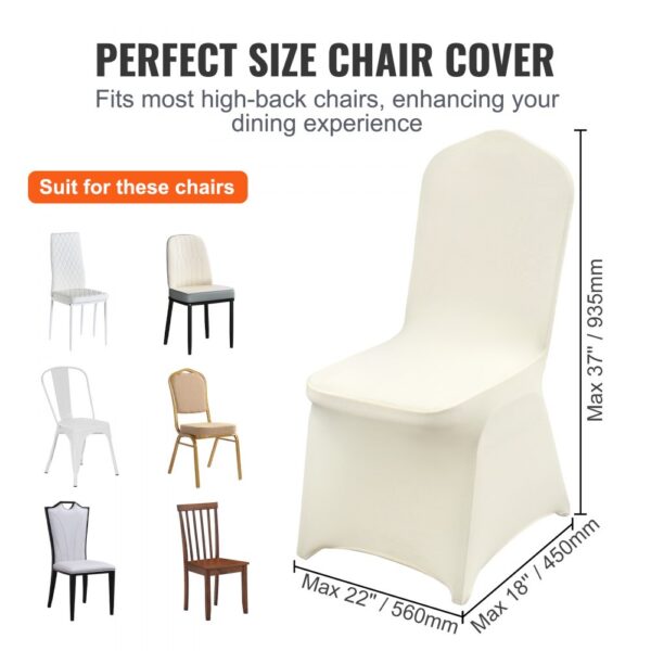 VEVOR spandex chair covers fit high-back chairs, enhancing your dining experience with a perfect size.