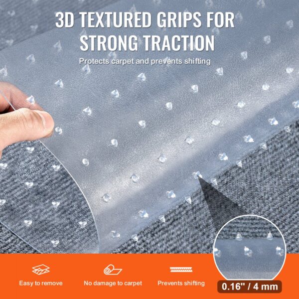 VEVOR carpet protector for pets with 3d textured grips for strong traction, easy to remove, 0.16 inch thick.