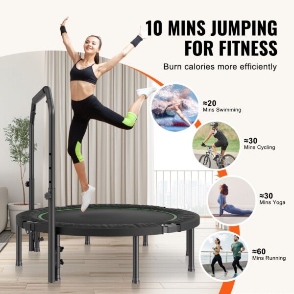 VEVOR 52" Foldable Mini Fitness Trampoline Adults Exercise Rebounder with Handle