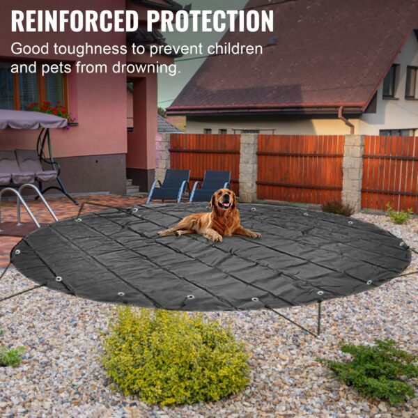 VEVOR Pool Safety Cover, 13 ft Dia. In-ground Pool Cover, Charcoal PVC Pool Covers, Round Safety Pool Cover In-ground Safety Cover Solid Safety Pool Cover for Swimming Pool Winter Protection Cover