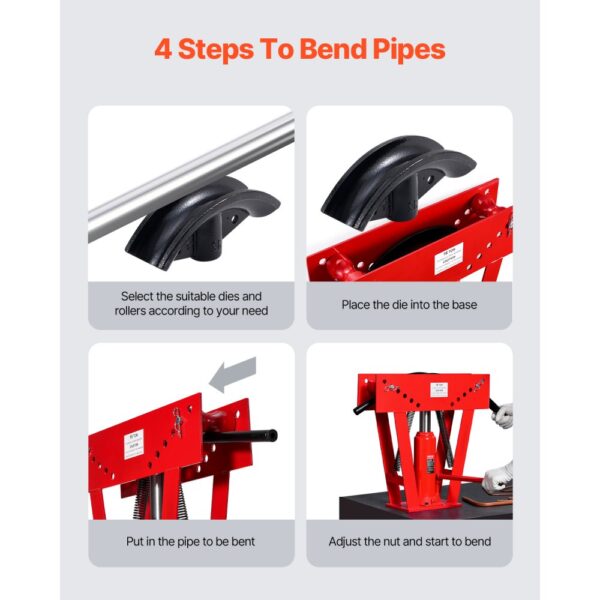 VEVOR Hydraulic Pipe Bender, 16 Ton Manual Pipe Bending Tool with 8 Dies