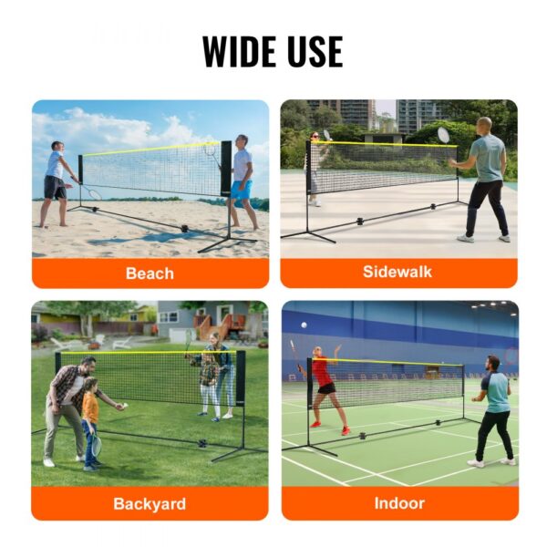 VEVOR Badminton Net, Height Adjustable Volleyball Net, 10ft Wide Foldable Pickleball Net, Portable Easy Setup Tennis Net Set with Poles, Stand and Carry Bag, for Kids Backyard Game Indoor Outdoor Use