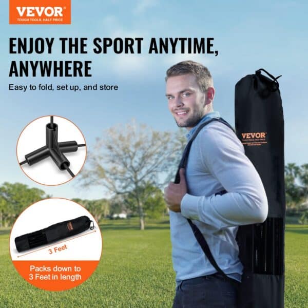 VEVOR badminton volleyball net, portable and easy to set up, packs down to 3 feet for convenient storage.