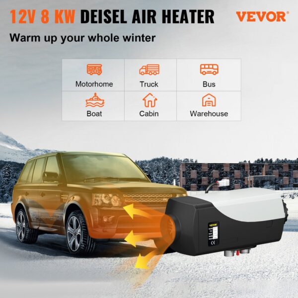 VEVOR 8KW Diesel Air Heater Parking Heater, 12V Diesel Fuel Heater with LCD Switch Remote Control for Car RV Boats Bus Caravan and More boosted