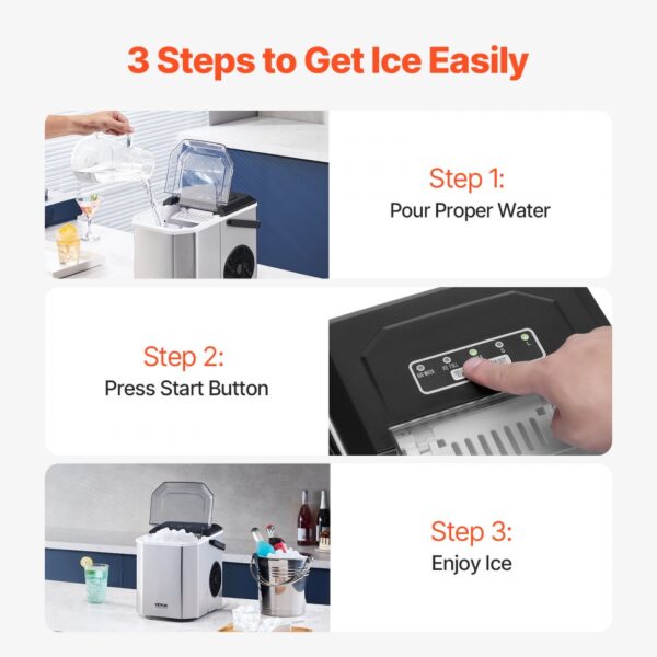 VEVOR Portable Countertop Ice Maker 26Lbs/24H Self-Cleaning with Scoop Basket