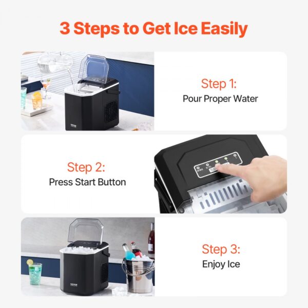 VEVOR Portable Countertop Ice Maker 26Lbs/24H Self-Cleaning with Scoop Basket