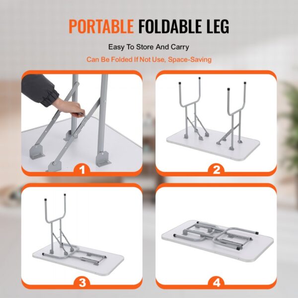 portable foldable leg demonstration for VEVOR pet grooming table showcasing easy storage steps.