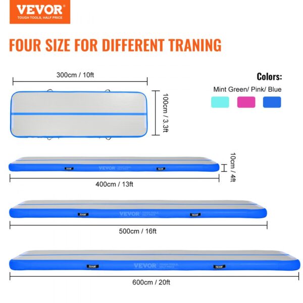 VEVOR 10FT Air Track Inflatable Training Tumbling Gymnastics Gym Mat with Pump