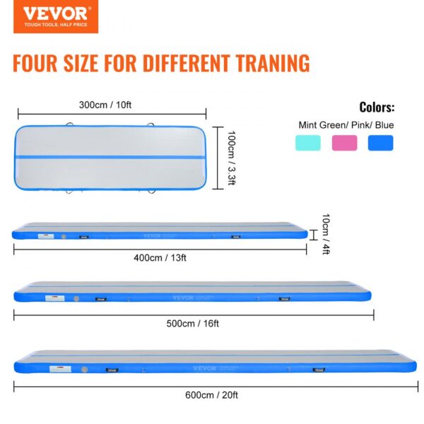 VEVOR 13FT Air Track Inflatable Training Tumbling Gymnastics Gym Mat with Pump