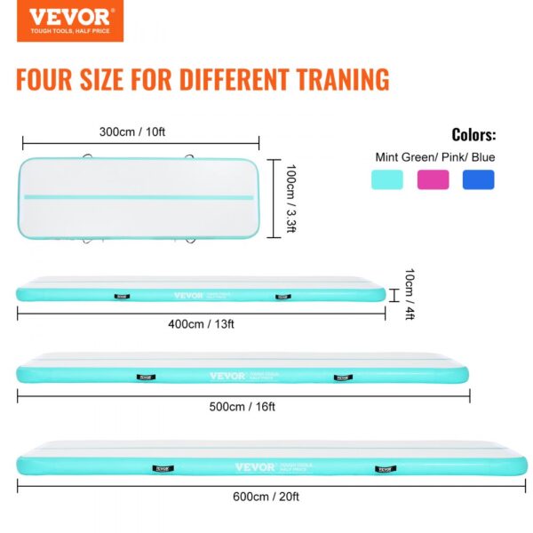 VEVOR 20FT Air Track Inflatable Training Tumbling Gymnastics Gym Mat with Pump