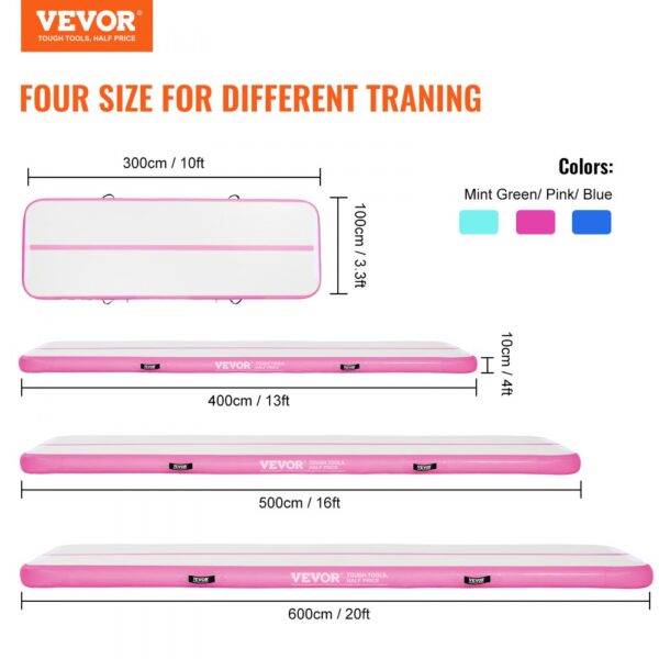 VEVOR 20FT Air Track Inflatable Training Tumbling Gymnastics Gym Mat with Pump