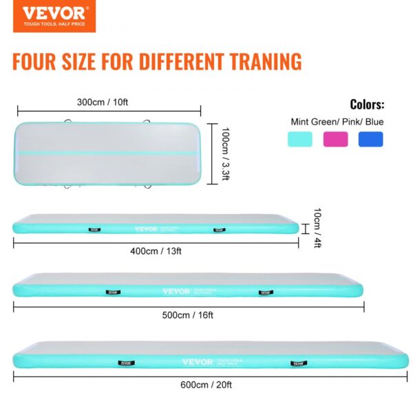 VEVOR 10FT Air Track Inflatable Training Tumbling Gymnastics Gym Mat with Pump