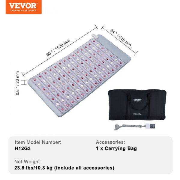 VEVOR Far Infrared Heating Pad 60"x24" Amethyst Heating Pad with 103-159℉ Temp