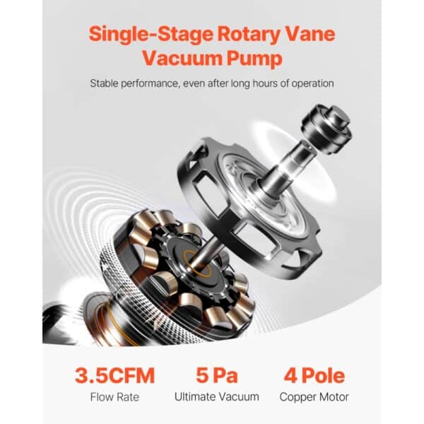 VEVOR 3.5 CFM HVAC Single Stage Rotary Vane Vacuum Pump and Manifold Gauge Kit