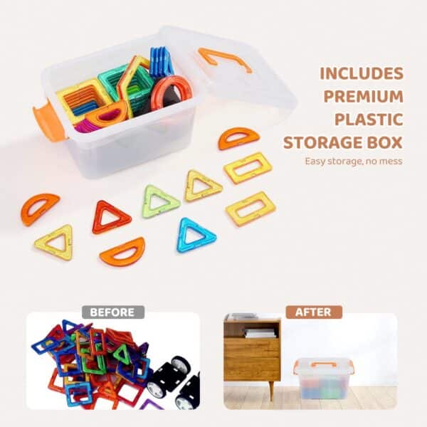 VEVOR Magnetic Tiles Magnetic Building Toy 62 PCS Magnet Blocks for Kids 3D Set