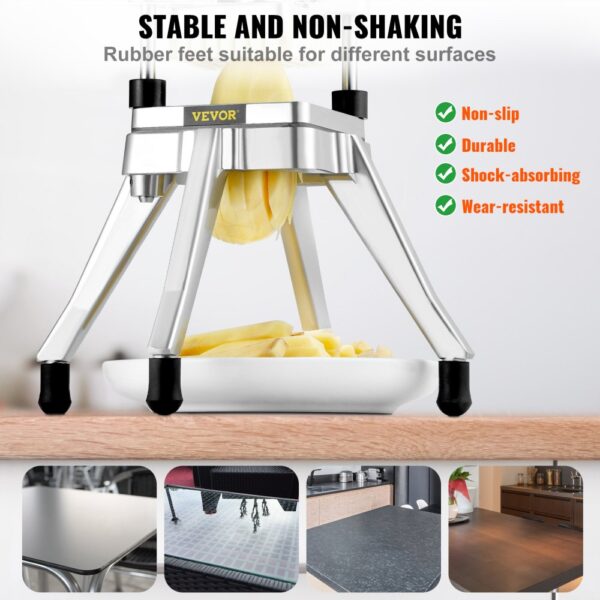 VEVOR commercial vegetable chopper with durable, non-slip, and wear-resistant rubber feet.