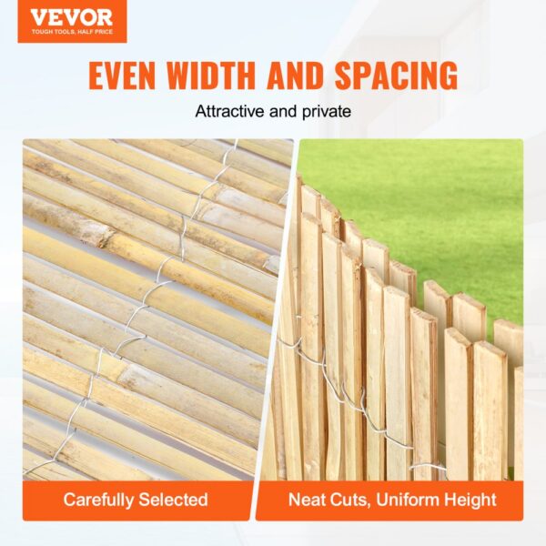 VEVOR Natural Bamboo Slat Screening Privacy Bamboo Slat Fence 6 ft H x 13 ft L