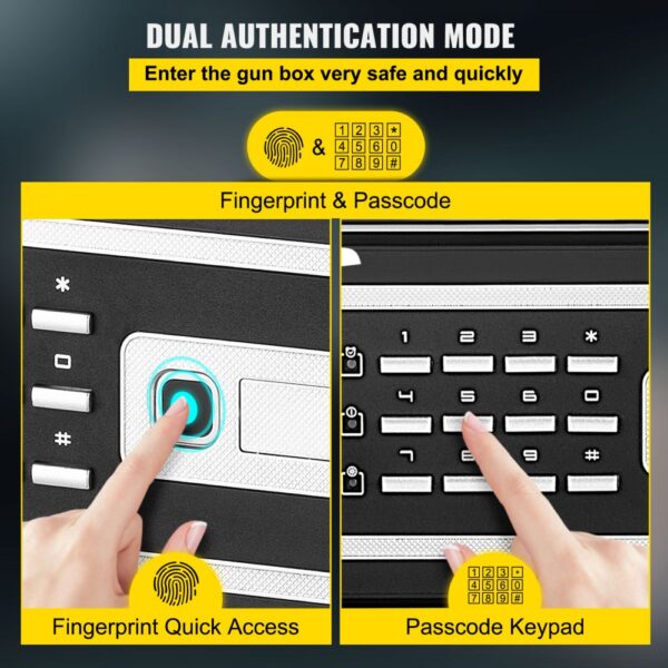 VEVOR fingerprint safe box with dual authentication mode for secure access.