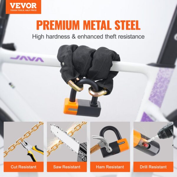 VEVOR Bike Chain Lock 3.28 Ft Bicycle Chain Lock with 4 Keys Metal Steel 14mm