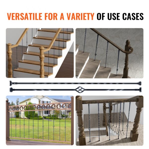 VEVOR staircase metal balusters styled on classic and modern staircases and railings inside homes and porches.