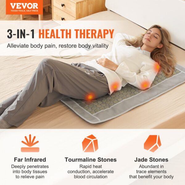 VEVOR Far Infrared Heating Pad 132 Natural Jade 54 Tourmaline Stone Heating Pad