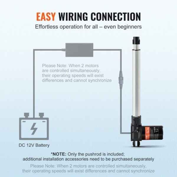 VEVOR linear actuator 12v wiring diagram for easy connection with dc 12v battery. effortless setup.