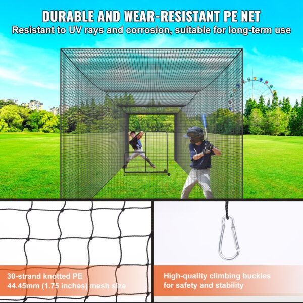 kids playing inside the VEVOR baseball batting netting with pe net and climbing buckles for stability.