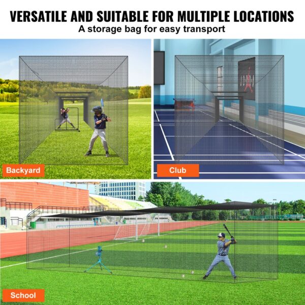 VEVOR baseball batting net in backyard, club, and school for versatile practice locations