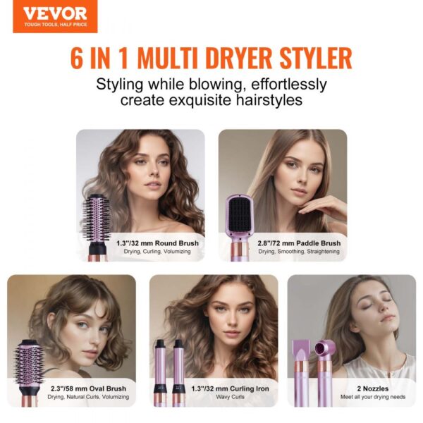 VEVOR Hair Dryer Brush 6-in-1 Multi Hair Styler for Volumizing Styling Curling