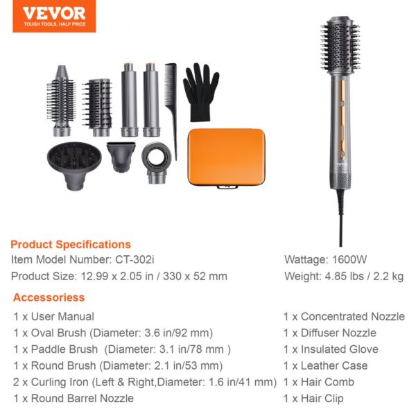 VEVOR Hair Dryer Brush 7-in-1 Professional Multi Styler for Drying Volumizing