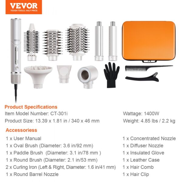 VEVOR Hair Dryer Brush 7-in-1 Professional Multi Styler for Drying Volumizing