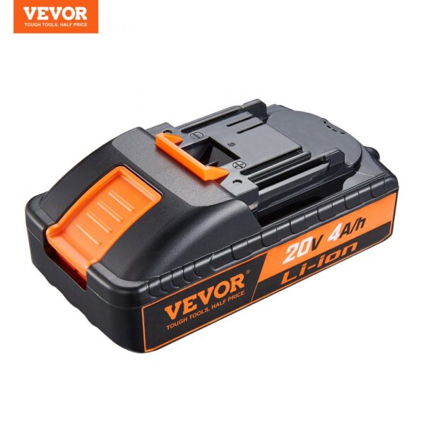 VEVOR 20v battery 4ah li-ion with black and orange design and VEVOR branding.