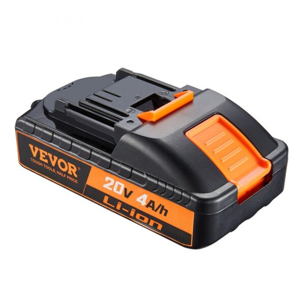 VEVOR 20v battery 4ah li-ion with black and orange casing, featuring a secure latch mechanism.