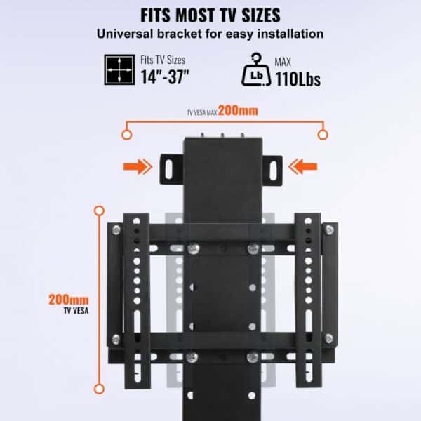 VEVOR Motorized TV Lift Stroke Length 20 Inches Motorized TV Mount Fit for 28-32" TV Lift with Remote Control Height Adjustable Load Capacity 132 Lbs Wireless Remote Control