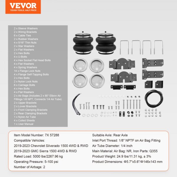 VEVOR Air Bag Suspension Kit Fits 2019-2023 Chevrolet Silverado GMC Sierra 1500