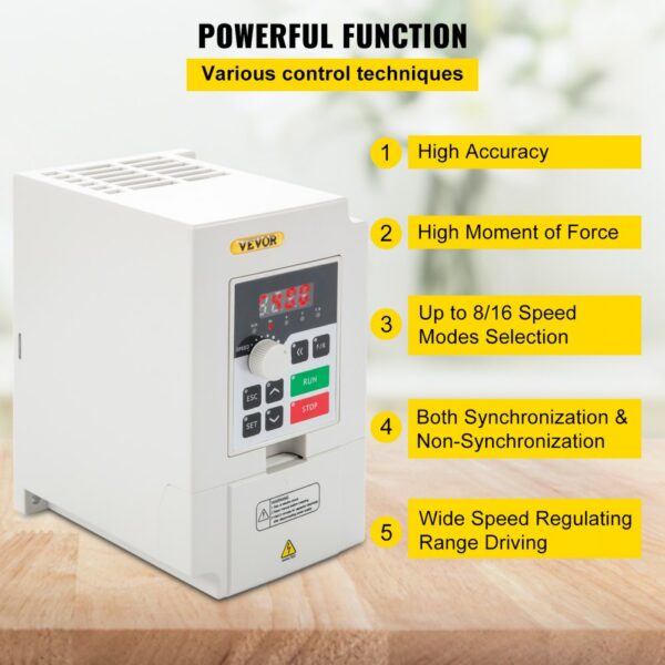 VEVOR variable frequency drive with various control techniques and speed modes.