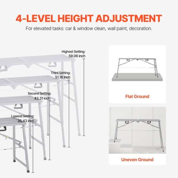 VEVOR Work Platform Adjustable Height Portable Scaffolding Platform 880 lb Load