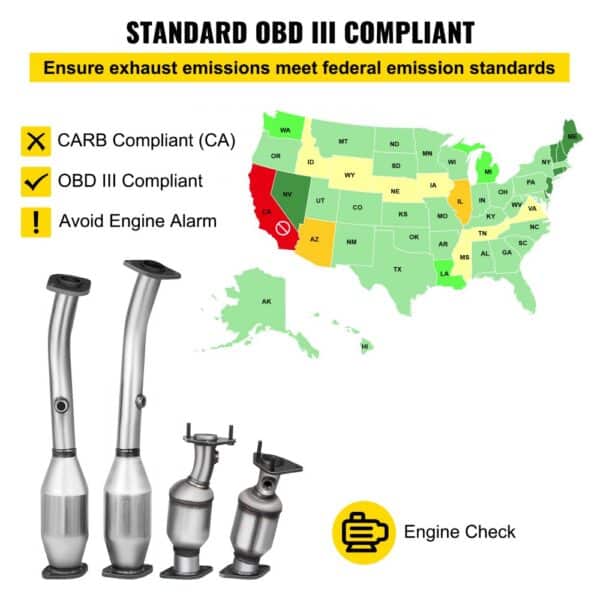 VEVOR exhaust manifold compliant with obd iii and federal emission standards.